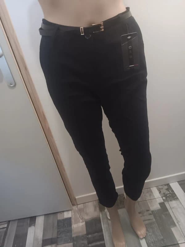 Pantalon noir C&G Made in Italy – ceinture fine dorée – Taille 38