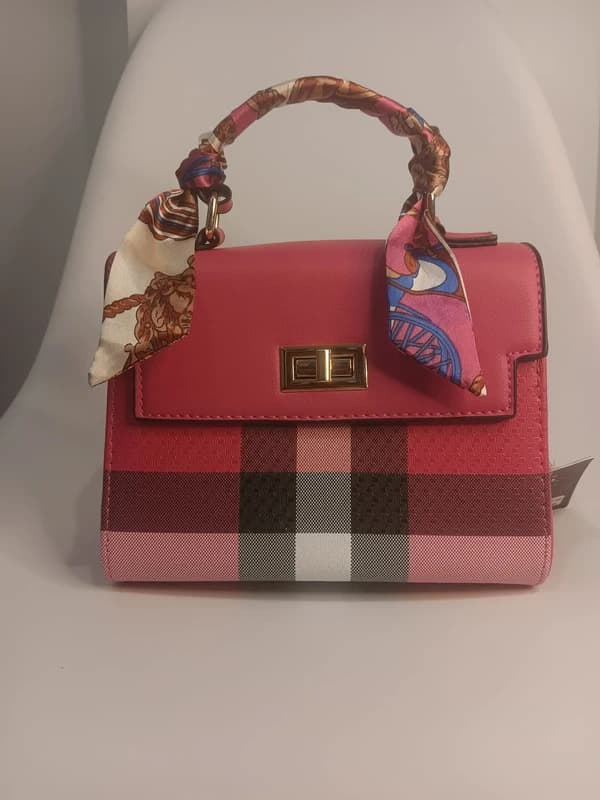 Sac à main Gallantry rose à carreaux – foulard poignée – bandoulière