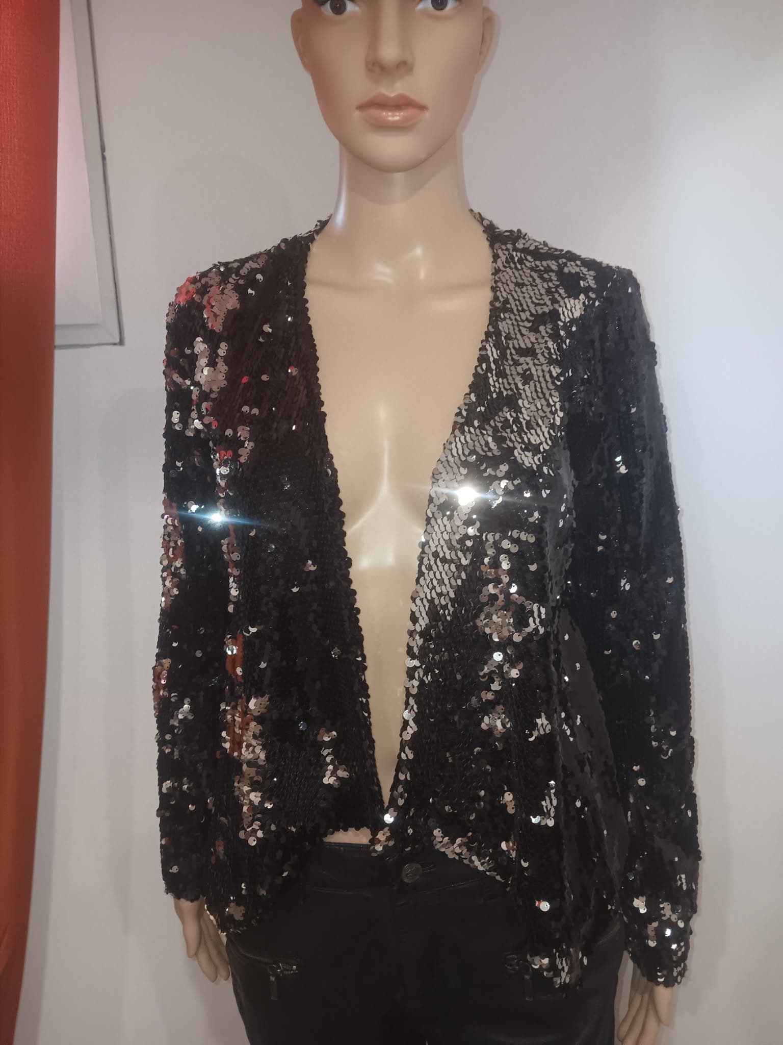 Veste blazer à sequins noirs Dorothy Perkins – Taille 34 – Soirée chic