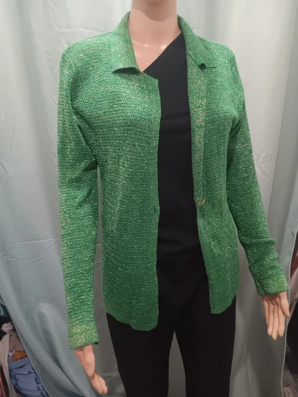 Veste blazer verte et dorée