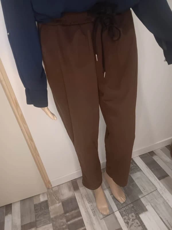 Pantalon fluide marron chocolat taille unique