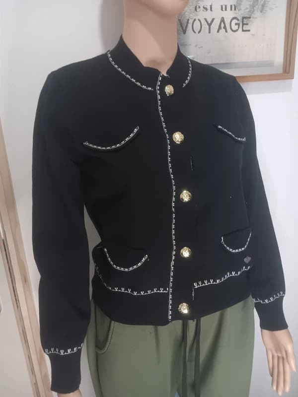 Gilet veste noir chic boutons dorés – neuf avec étiquette