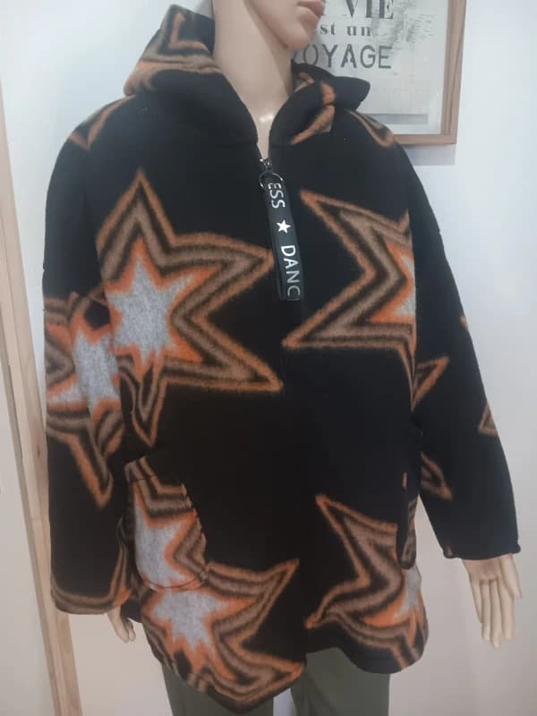 Veste polaire Miss Chiara noire étoiles – neuve avec étiquette