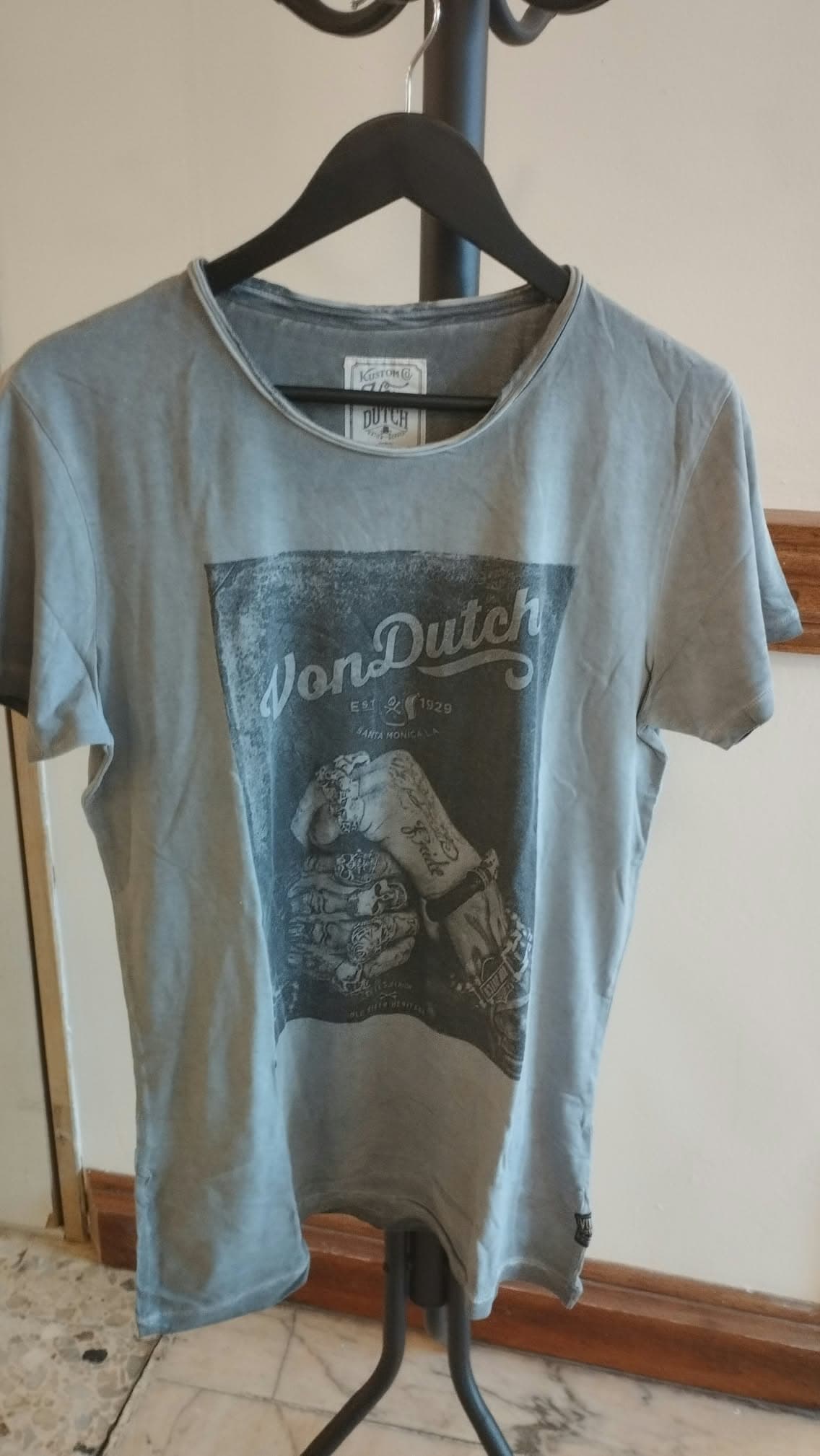 T-shirt Von Dutch gris effet délavé – Taille M