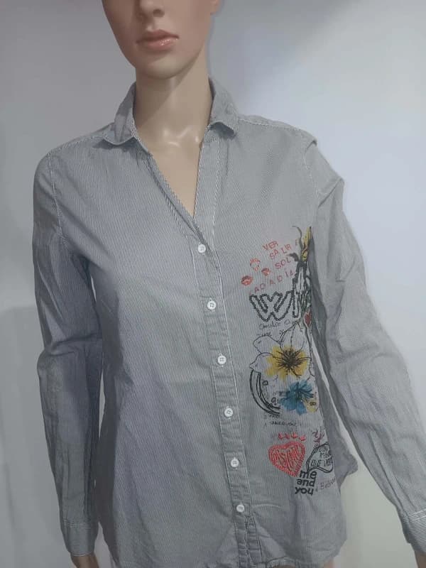 Chemise rayée femme imprimée graphique – taille XS