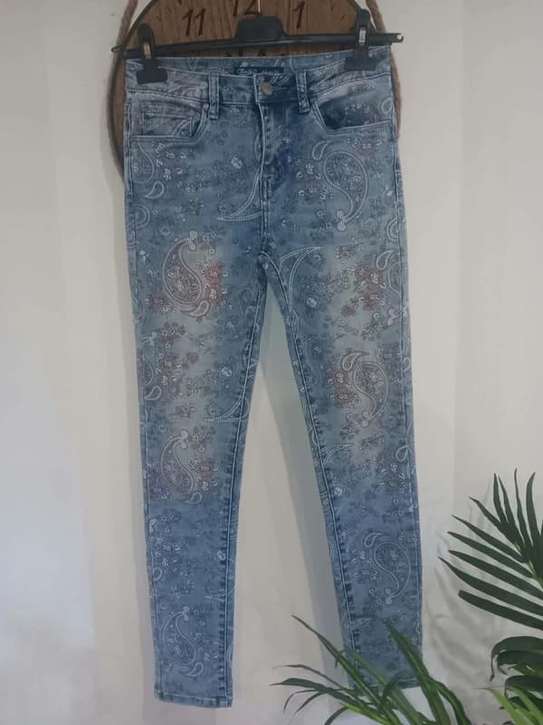 Jean skinny Toxik3 bleu imprimé cachemire fleuri